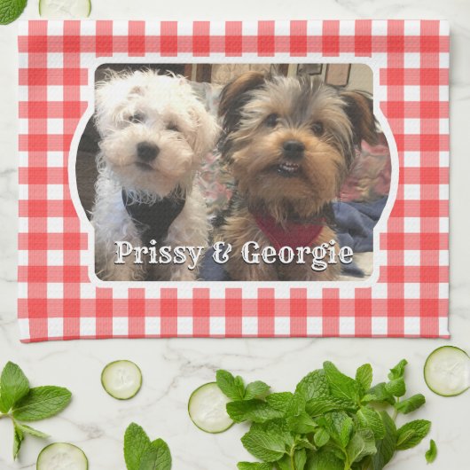 Aangepaste foto Landrode buffelplaat foto Theedoek (Gevouwen)