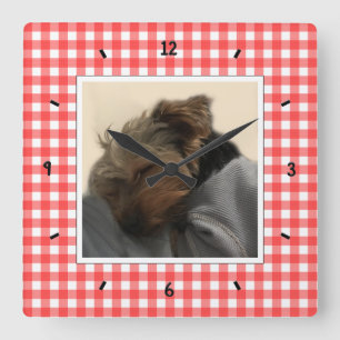 Aangepaste foto Landrode buffelplaat foto Vierkante Klok