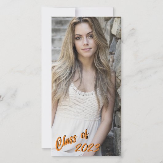 Aangepaste foto lang en Oranje Skinny Klasse van Aankondiging (Voorkant)