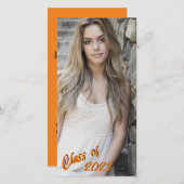 Aangepaste foto lang en Oranje Skinny Klasse van Aankondiging (Voorkant / Achterkant)