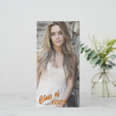 Aangepaste foto lang en Oranje Skinny Klasse van Aankondiging (Staand voorkant)