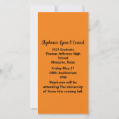 Aangepaste foto lang en Oranje Skinny Klasse van Aankondiging (Achterkant)