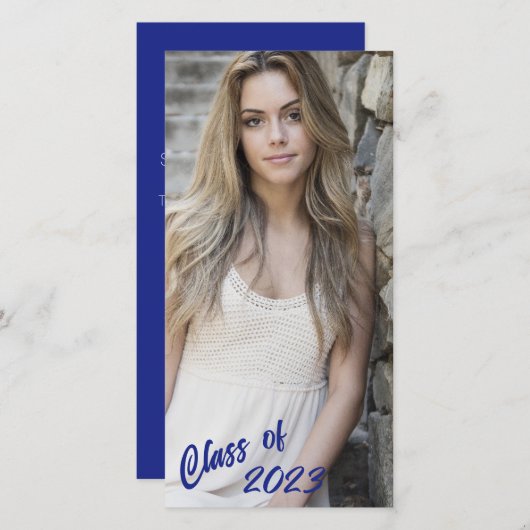 Aangepaste foto lange en dunne klas van afstuderen aankondiging (Voorkant / Achterkant)