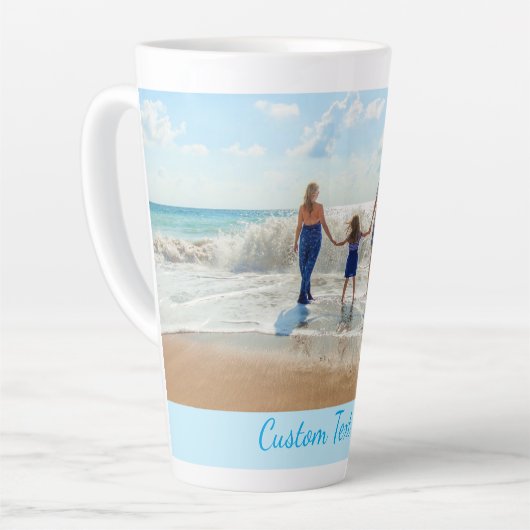 Aangepaste foto Latte Mok met tekst gepersonalisee (Linkerhoek)