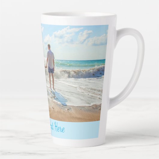 Aangepaste foto Latte Mok met tekst gepersonalisee (Rechts)