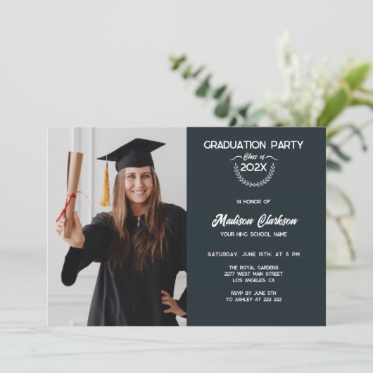 Aangepaste foto Laurel Afstuderen Kaart (Staand voorkant)