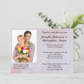 Aangepaste foto Lavendel Mist Marmer Bruiloft Kaart (Staand voorkant)