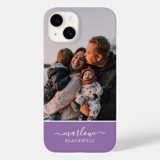 Aangepaste foto Lavender Paarse kalligrafie Case-Mate iPhone Case (Achterkant)