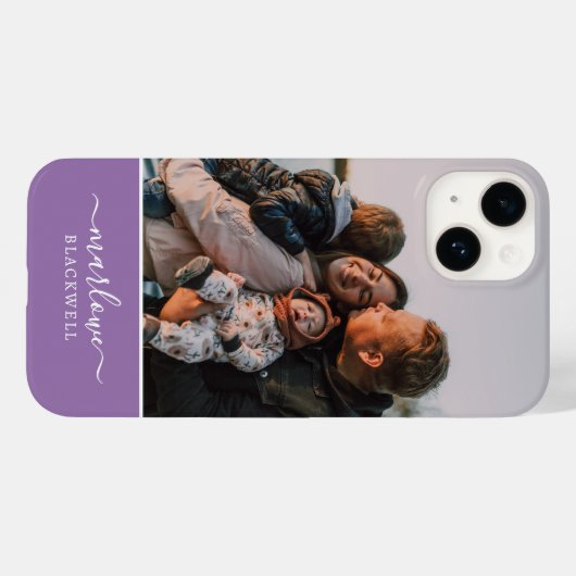 Aangepaste foto Lavender Paarse kalligrafie Case-Mate iPhone Case (Achterkant (horizontaal))