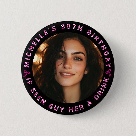 Aangepaste foto leeftijd & tekst verjaardagsfeestj ronde button 5,7 cm (Voorkant)