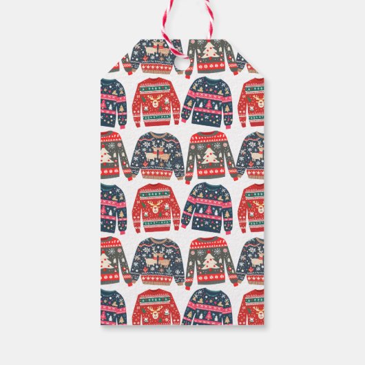 Aangepaste foto Lelijke Kersttrui Cadeaulabel (Achterkant)