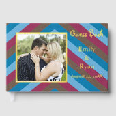 Aangepaste Foto Let's Flamingle Gold Folie Gestree Gastenboek (Voorkant)