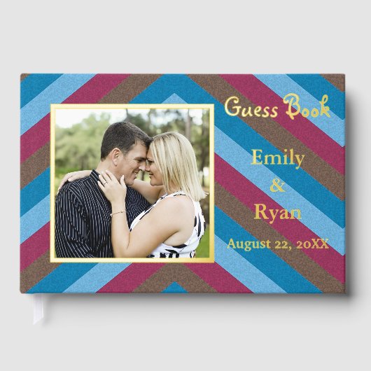 Aangepaste Foto Let's Flamingle Gold Folie Gestree Gastenboek (Voorkant)