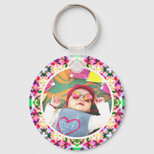 Aangepaste foto Leuk Roze Gelukkige Moederdag Keep Sleutelhanger (Voorkant)