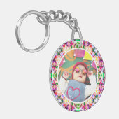 Aangepaste foto Leuk Roze Gelukkige Moederdag Keep Sleutelhanger (Voorkant Links)