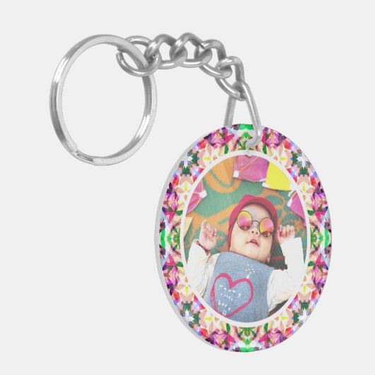 Aangepaste foto Leuk Roze Gelukkige Moederdag Keep Sleutelhanger (Voorkant Links)