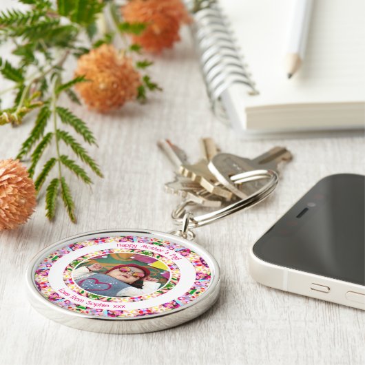 Aangepaste foto Leuk Roze Gelukkige Moederdag Keep Sleutelhanger (Zijkant)