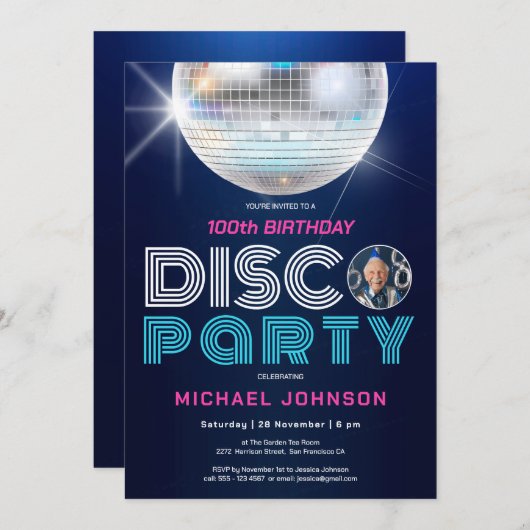 Aangepaste foto Leuke Disco Party Retro 100e Verja Kaart (Voorkant / Achterkant)