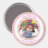 Aangepaste foto Levendige Roze Gelukkig Groen Moed Magneet (Voorkant / Achterkant)