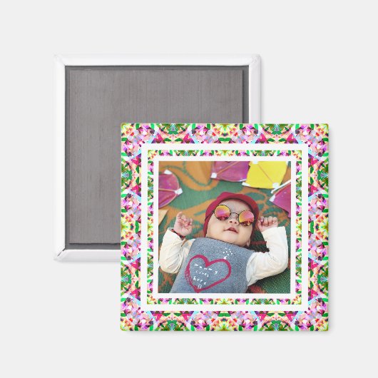 Aangepaste foto Levendige Roze Gelukkig Groen Moed Magneet (Voorkant / Achterkant)