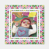 Aangepaste foto Levendige Roze Gelukkig Groen Moed Magneet (Voorkant)