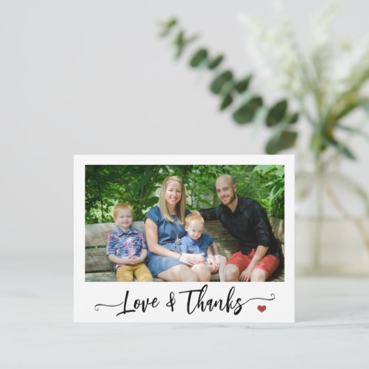 Aangepaste foto liefde en bedankt script dank u briefkaart (Staand voorkant)