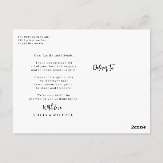 Aangepaste foto liefde en bedankt script dank u briefkaart (Achterkant)