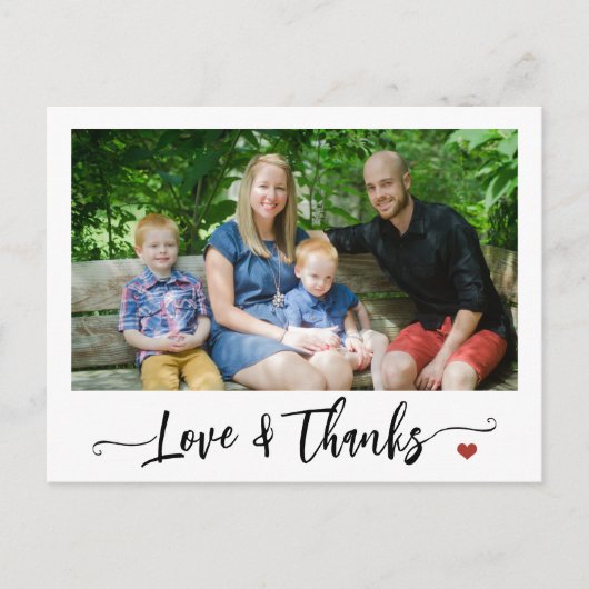 Aangepaste foto liefde en bedankt script dank u briefkaart (Voorkant)