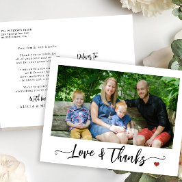 Aangepaste foto liefde en bedankt script dank u briefkaart