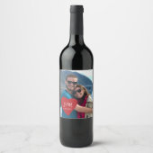 Aangepaste foto liefde hart initialen verlovingsfe wijn etiket (Voorkant)