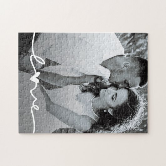 Aangepaste foto Liefde Script bruiloft Legpuzzel (Horizontaal)