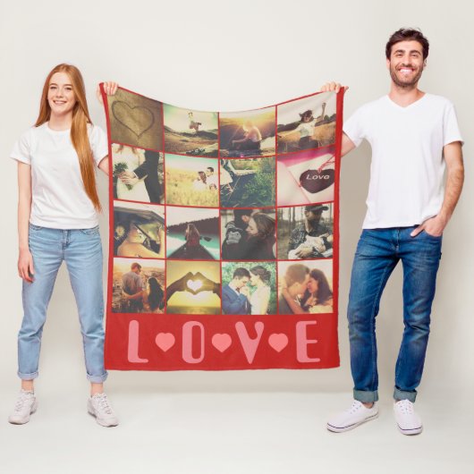 Aangepaste foto liefde sjabloon fleece deken (In situ)