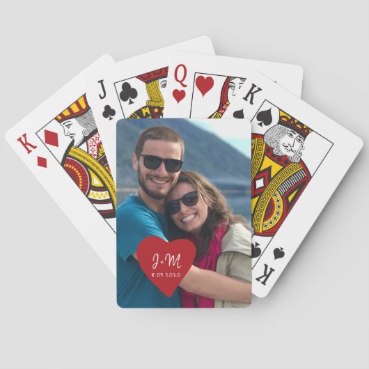 Aangepaste foto-liefdeshart initialen modern pokerkaarten (Achterkant)