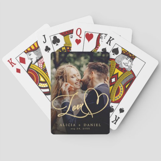 Aangepaste foto-liefdesscriptiehart pokerkaarten (Achterkant)