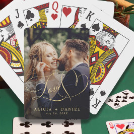 Aangepaste foto-liefdesscriptiehart pokerkaarten