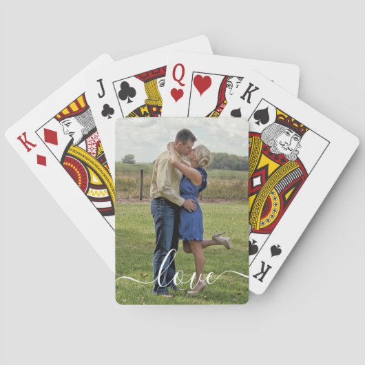 Aangepaste foto-liefdestekst geborsteld script bed pokerkaarten (Achterkant)