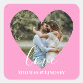 Aangepaste foto-Lijst Moderne kalligrafie Vierkante Sticker (Voorkant)