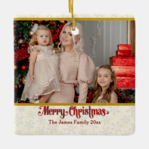 Aangepaste foto Lijst Vrolijk kerstfeest & Nieuwja Keramisch Ornament