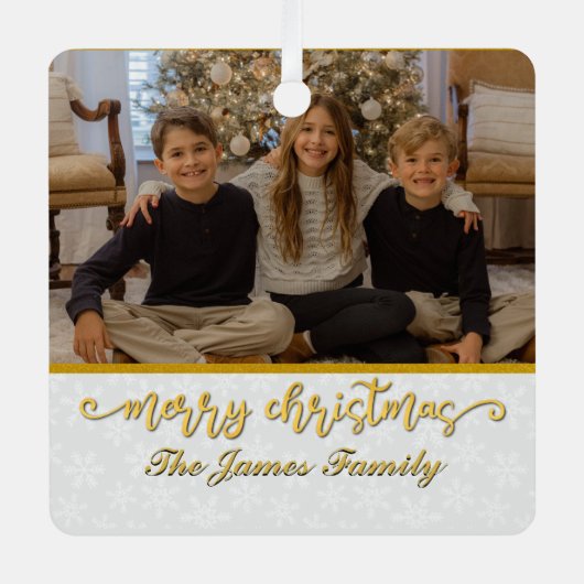 Aangepaste foto Lijst Vrolijk kerstfeest & Nieuwja Metalen Ornament (Voorkant)
