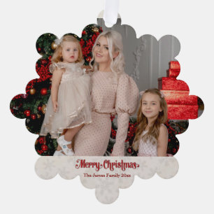 Aangepaste foto Lijst Vrolijk kerstfeest & Nieuwja Ornament Kaart