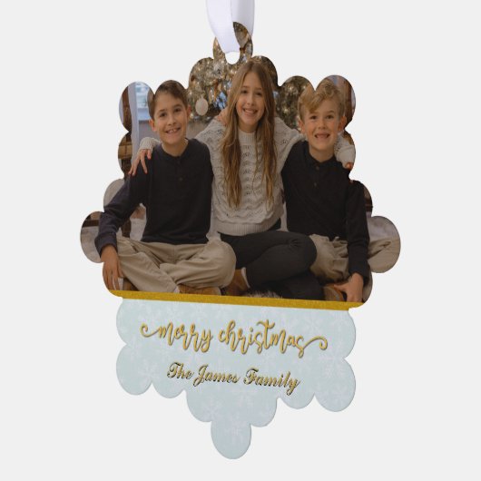Aangepaste foto Lijst Vrolijk kerstfeest & Nieuwja Ornament Kaart (Links)