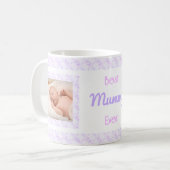 Aangepaste foto Lila Patroon Moederdag Mama Koffiemok (Voorkant links)