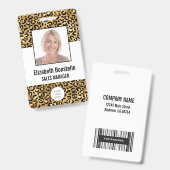 Aangepaste foto logo barcode goud luipaardprint badge (Voor- en achterkant)