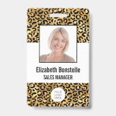 Aangepaste foto logo barcode goud luipaardprint badge (Voorzijde)