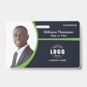 Aangepaste foto Logo Barcode werknemer Groen bedri Badge (Voorkant)