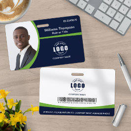 Aangepaste foto Logo Barcode werknemer Groen bedri Badge