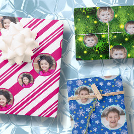 Aangepaste foto-Logo Candy Cane Snowflake Kerstmis Inpakpapier Vel
