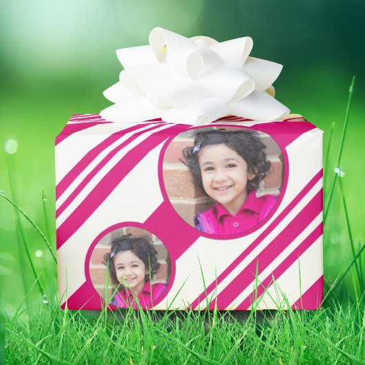 Aangepaste foto-Logo Candy Cane Snowflake Kerstmis Inpakpapier Vel