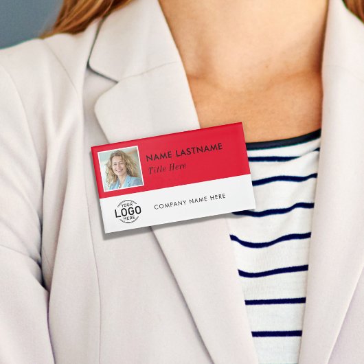 Aangepaste Foto Logo Magnetisch Groot Helderrood W Naambadge