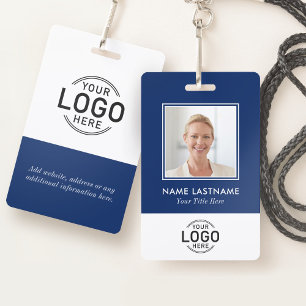 Aangepaste Foto Logo Modern Stijlvol Navy Blauw Wi Badge